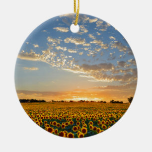 Zonnebloemen op Sunset Keramisch Ornament