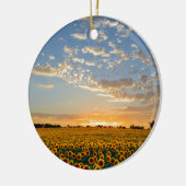 Zonnebloemen op Sunset Keramisch Ornament (Links)