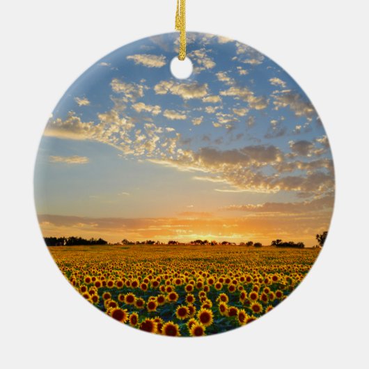 Zonnebloemen op Sunset Keramisch Ornament (Achterkant)