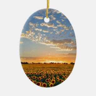 Zonnebloemen op Sunset Keramisch Ornament