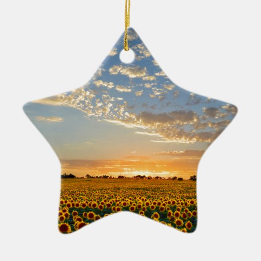 Zonnebloemen op Sunset Keramisch Ornament (Voorkant)