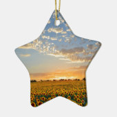 Zonnebloemen op Sunset Keramisch Ornament (Links)