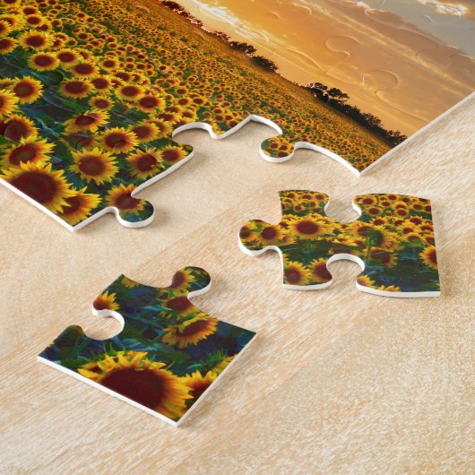 Zonnebloemen op Sunset Legpuzzel (Zijkant)