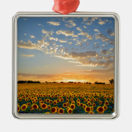 Zonnebloemen op Sunset Metalen Ornament