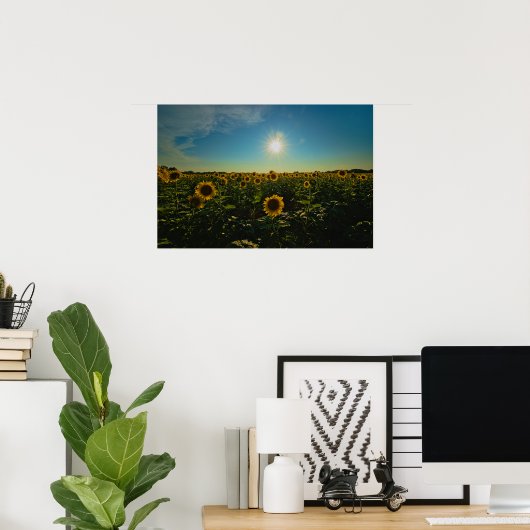 Zonnebloemen op Sunset Poster (Thuiskantoor)