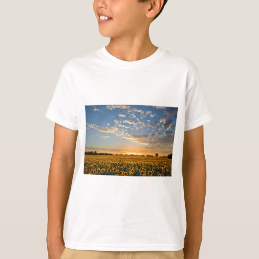 Zonnebloemen op Sunset T-shirt (Voorkant)