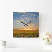 Zonnebloemen op Sunset Vierkante Klok (Huis)