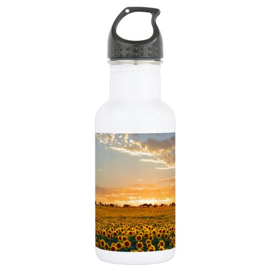 Zonnebloemen op Sunset Waterfles (Voorkant)