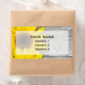 Zonnebloemen op tafel etiket (Insitu)