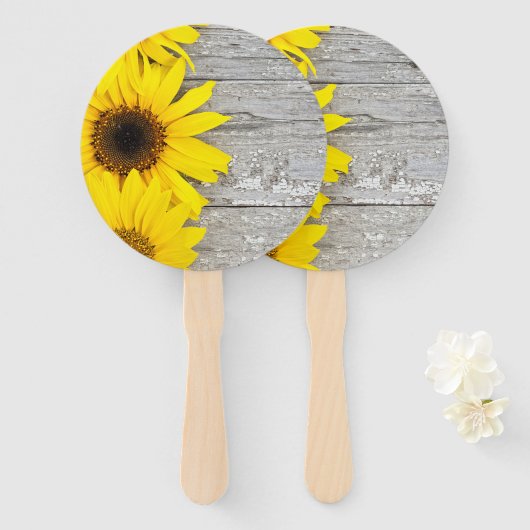 Zonnebloemen op tafel handwaaier (Voorkant en achterkant)