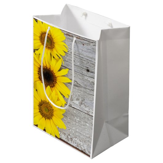 Zonnebloemen op tafel medium cadeauzakje (Voorkant Gekanteld)
