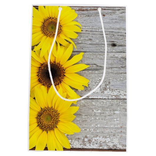 Zonnebloemen op tafel medium cadeauzakje (Achterkant)