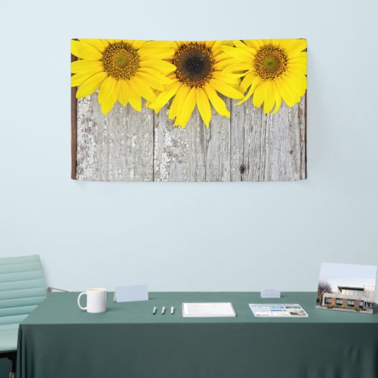 Zonnebloemen op tafel spandoek (Beurs)