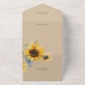 Zonnebloemen op Tan QR Code All In One Uitnodiging (Buitenkant)