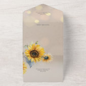 Zonnebloemen op Taupe met lichteffecten QR-code All In One Uitnodiging (Buitenkant)