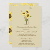 Zonnebloemen op uitnodiging van Mason Jar Birthday (Voorkant / Achterkant)