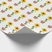 Zonnebloemen op wit omslagpapier cadeaupapier (Hoek)