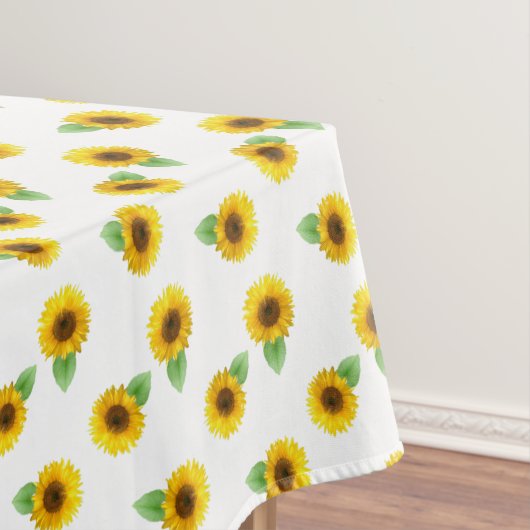 Zonnebloemen op wit tafelkleed (Voorbeeld)