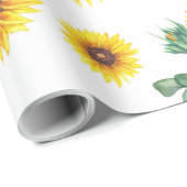 Zonnebloemen op witte achtergrond cadeaupapier (Rol Hoek)