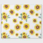 Zonnebloemen op witte achtergrond cadeaupapier (Vlak)