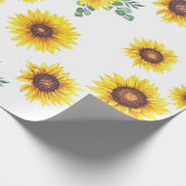 Zonnebloemen op witte achtergrond cadeaupapier (Hoek)