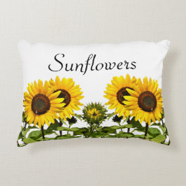 Zonnebloemen op witte bloemaccentkussen accent kussen