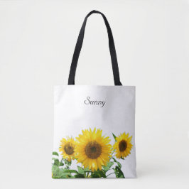 Zonnebloemen op witte boodschappentas tote bag