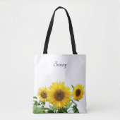 Zonnebloemen op witte canvas tas (Voorkant)