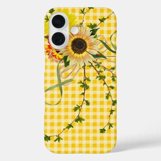 Zonnebloemen op Yellow Gingham Case-Mate iPhone Case (Achterkant)