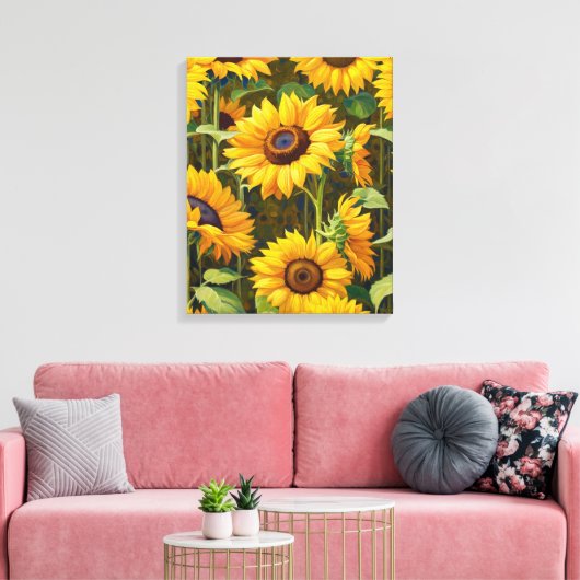 Zonnebloemen op zondag canvas afdruk (Insitu (Woonkamer))