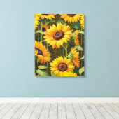 Zonnebloemen op zondag canvas afdruk (Insitu (Houten vloer))