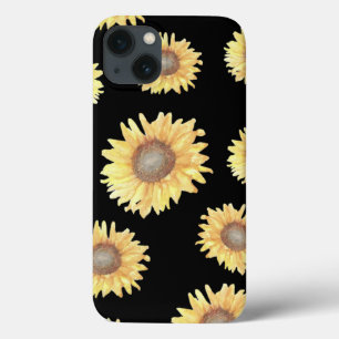 Zonnebloemen op zwart Case-Mate iPhone case