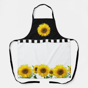 Zonnebloemen op zwart en wit schort