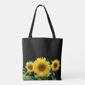 Zonnebloemen op zwart tote bag (Achterkant)