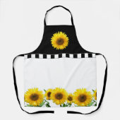 Zonnebloemen op zwarte en witte pron schort (Voorkant)