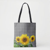 Zonnebloemen op zwarte en witte schaakpatronen can tote bag (Voorkant)