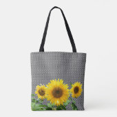 Zonnebloemen op zwarte en witte schaakpatronen can tote bag (Achterkant)