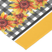 Zonnebloemen op Zwarte Gingham Medium Tafelloper (Hoek)