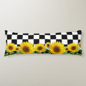Zonnebloemen op zwarte witte borst lichaamskussen (Voorkant)