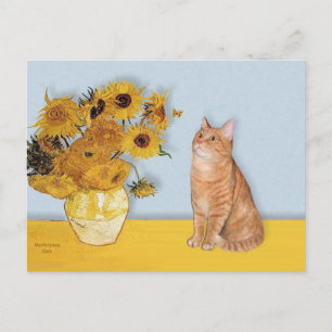 Zonnebloemen - Oranje tabby kat 46 Briefkaart