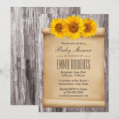 zonnebloemen Oud Baby shower met scrollhout Kaart (Voorkant / Achterkant)