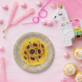 zonnebloemen Oude Pagina's Rustic Wedding Papieren Bordje (Feest)