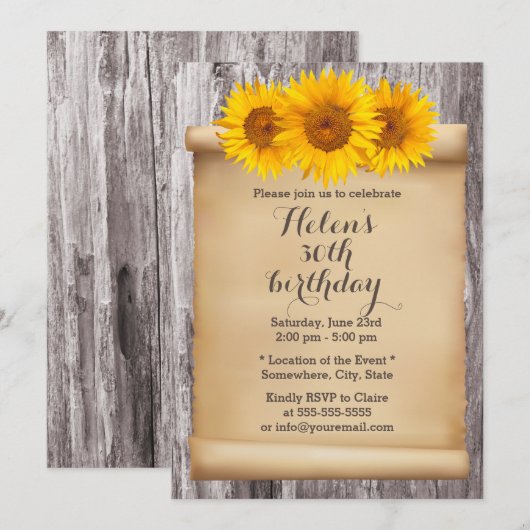  Zonnebloemen Oude Schoolpartij Kaart (Voorkant / Achterkant)