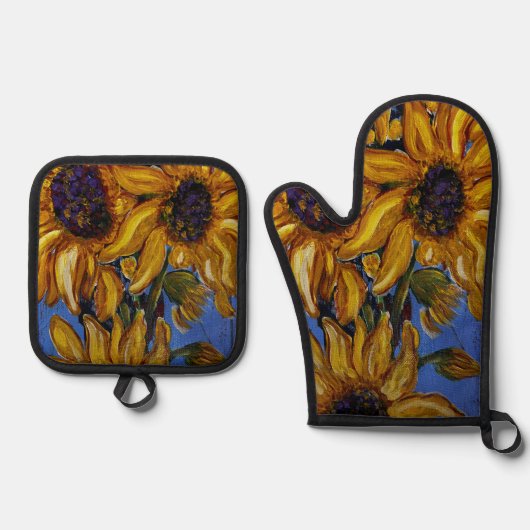 Zonnebloemen Oven Mitt Ovenwant & Pannenlap Set (Voorkant)