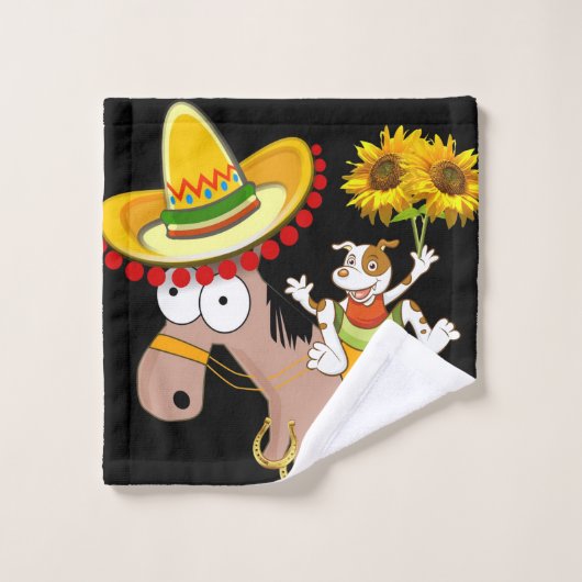 Zonnebloemen, paardendoekjes bad handdoek (Wasdoekje)