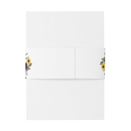 Zonnebloemen Paars Violet Floral Rustic Weddenscha Uitnodigingen Wikkel (Achterkant Voorbeeld)