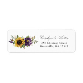 Zonnebloemen Paarse Bloemige Retouradres Sticker