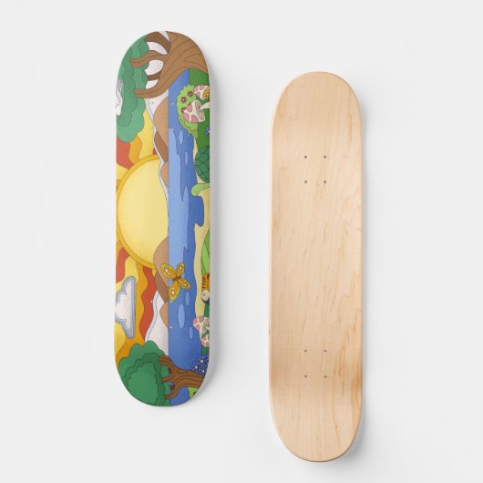  zonnebloemen, paddenstoelen en vlinders persoonlijk skateboard (Voorkant)
