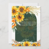 Zonnebloemen Pampas Grass Emerald Green BOHO Wedde Kaart (Achterkant)