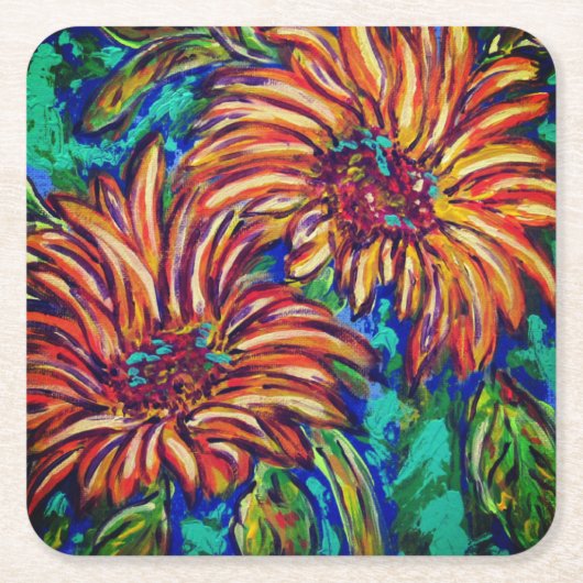 Zonnebloemen Papier Coasters Kartonnen Onderzetters (Voorkant)